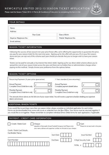 nufc season ticket application form