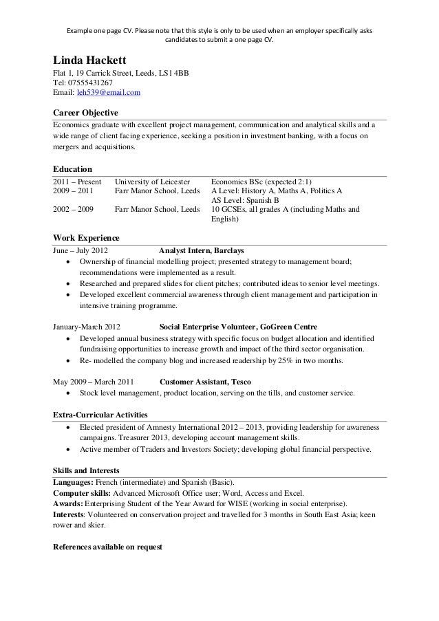 one page statement for job application samples