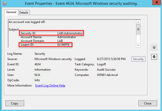 windows application log event id