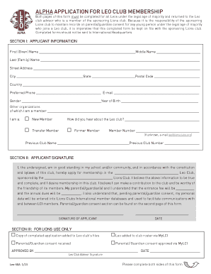 lions australia membership application form